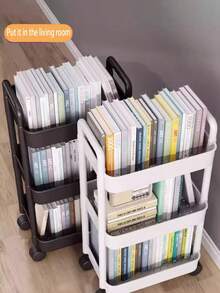 1pc Household Floor To Floor Multi Story Small Cart Storage Rack,Loadable Moveable Equipped With Pulleys  ,Suitable For Multiple Scenarios Such As Living Room, Bathroom, Kitchen, Bedroom, Study, Etc Suitable For Family Use - Multicolor - View 5