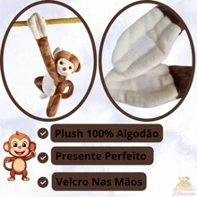 Plush Monkey  Jungle Animals For Children 35cm Baby Gift Toy Layette Antiallergic Baby Affectionate Plush Cushion Niche Girl Boy - 鏽棕色 - 查看 6
