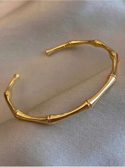 Minimalistisk stil koreanskt mode rostfritt stål bambu knutarmband för kvinnor, 2024 ny design