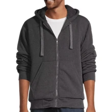 Victory Outfitters Heavyweight Sherpa Lined Fleece Hoodie Sweatshirts For Men Winter Zip Up Plus Size Jacket - Charcoal - View 4