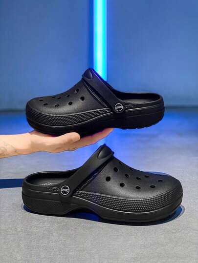 Men's Summer Korean Version Thick Sole Simple Beach Sandals, Casual Anti-Slip Wear-Resistant Breathable Closed Toe Slippers