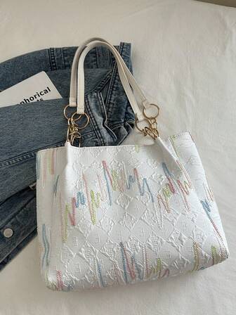 女士大容量手提包，2024年新款休闲手提包，韩版时尚格子单肩通勤包