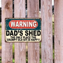1 pieza Cartel de metal divertido de "El cobertizo del papá" - 19.99 cm x 30.0 cm, cartel de advertencia novedad del "Cobertizo del abuelo", decoración vintage para el hogar, jardín, garaje, cueva de hombres y cobertizo, impermeable, regalo perfecto para el Día del Padre - Multicolor - Ver 6