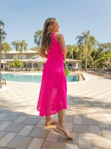Women Sweater Dresses - Hot Pink - View 8