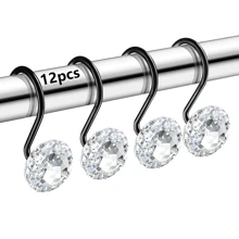 12pcs Acrylic Transparent Decoration Bathroom Accessories Shower Curtain Hooks Stainless Steel - View 1