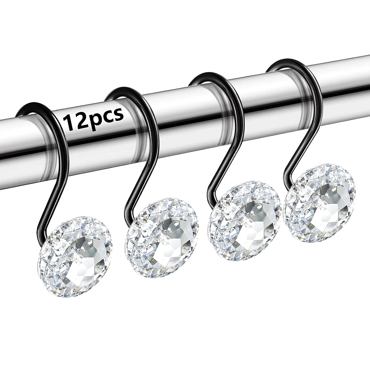 12pcs Acrylic Transparent Decoration Bathroom Accessories Shower Curtain Hooks Stainless Steel - View 1