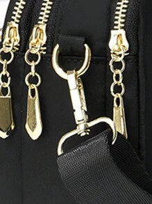 PLANEE 轻便商务休闲迷你绗缝斜挎包，大容量多层妈妈包，轻便单肩包，适合年轻女孩、女大学生、职场新人、上班族女性，完美适用于办公室、大学、工作、商务、通勤、户外、旅行和休闲活动。 - 黑色 - 查看 10