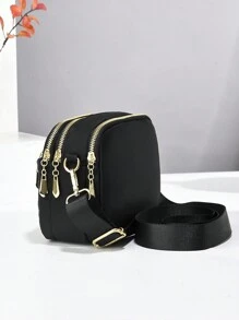 PLANEE 轻便商务休闲迷你绗缝斜挎包，大容量多层妈妈包，轻便单肩包，适合年轻女孩、女大学生、职场新人、上班族女性，完美适用于办公室、大学、工作、商务、通勤、户外、旅行和休闲活动。 - 黑色 - 查看 4