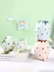 1pc Dinosaur Egg Decorated Multi-Function Storage Organizer Pen Holder, Desk Decor For Kids, Students, Makeup Brushes - Multicolor - View 4