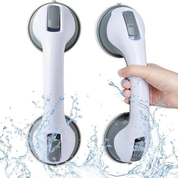 1/2Park Bathroom Support Handle Handrail - Safety Hand Rail Support With Suction Cup Fitting, Suitable For Bath, Shower For Elderly, Disabled & Injured, No Drilling Required (Gray)