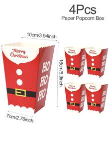 4/8 件圣诞爆米花盒红色圣诞老人，红色纸质爆米花容器，适用于圣诞主题节日派对食品、圣诞装饰家居装饰 2024 新年快乐 2025 礼物，圣诞节 - 紅色老人 - 查看 2