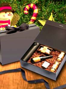 Foldable Magnetic Closure Gift Box,Solid Color Foldable Gift Box,Wedding Party Ribbon Gift Box, White Packaging Box, Flip Ribbon Gift Box, Halloween, Thanksgiving, Christmas Gift Box, For Birthday Parties, Holiday Party, Wedding Gift Storage Box - Multicolor - View 6