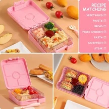 4-Grid Square Lunch Box, Suitable For Teenagers And School Staff, Cafeteria, Back To School Camping Picnic And Beach, Household Kitchen Goods, Microwave And Refrigerator Safe - Single Buckle Lunch Box - View 5