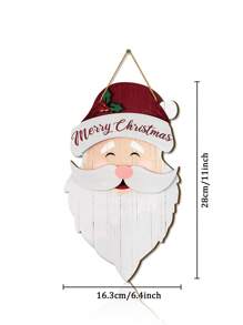 1 件圣诞快乐圣诞老人木制挂牌圣诞节欢迎门牌圣诞节冬季木门挂牌圣诞节新年农舍家庭办公室窗户装饰，圣诞节 - 彩色 - 查看 3