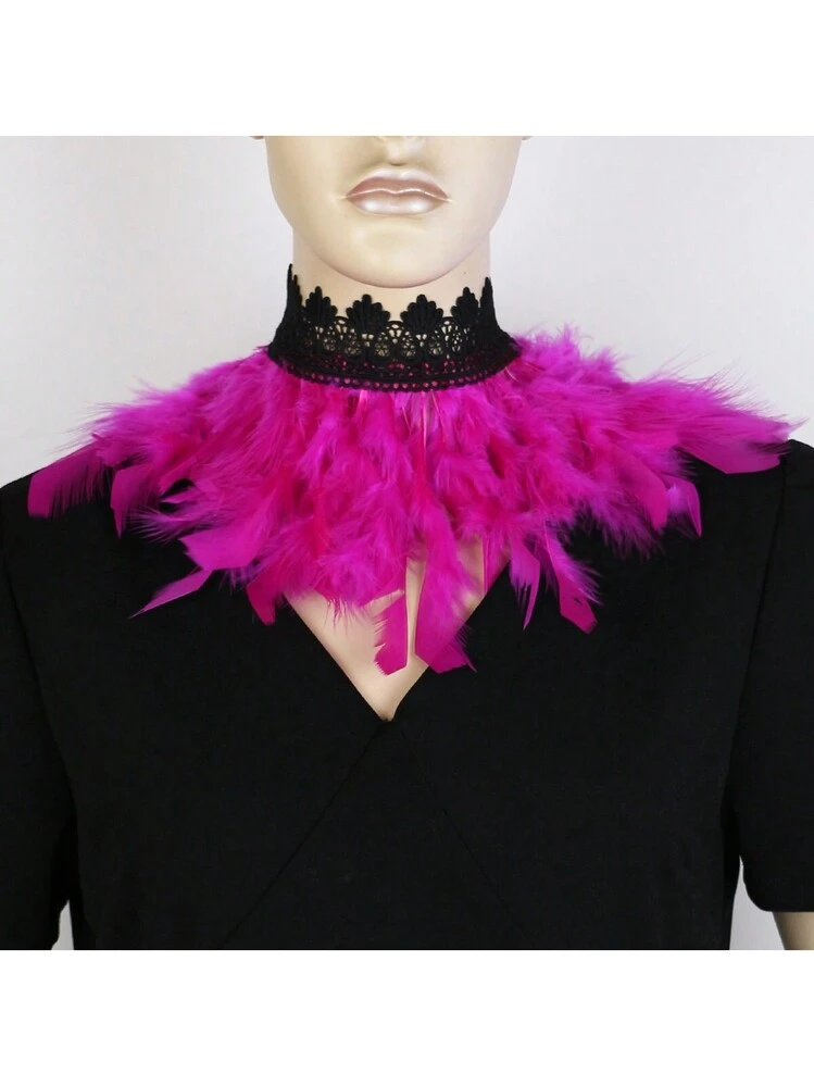 JAWSEU Mantello scialle con piume, scialle con piume, stola, poncho, spallina con piume, collare regolabile con piume naturali, collo a scialle con piume naturali, accessorio per Halloween, carnevale