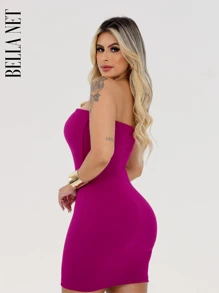 BELLA  NET Women Short Dresses - 鏽棕色 - 查看 3