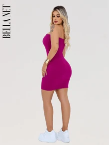 BELLA  NET Women Short Dresses - 鏽棕色 - 查看 5