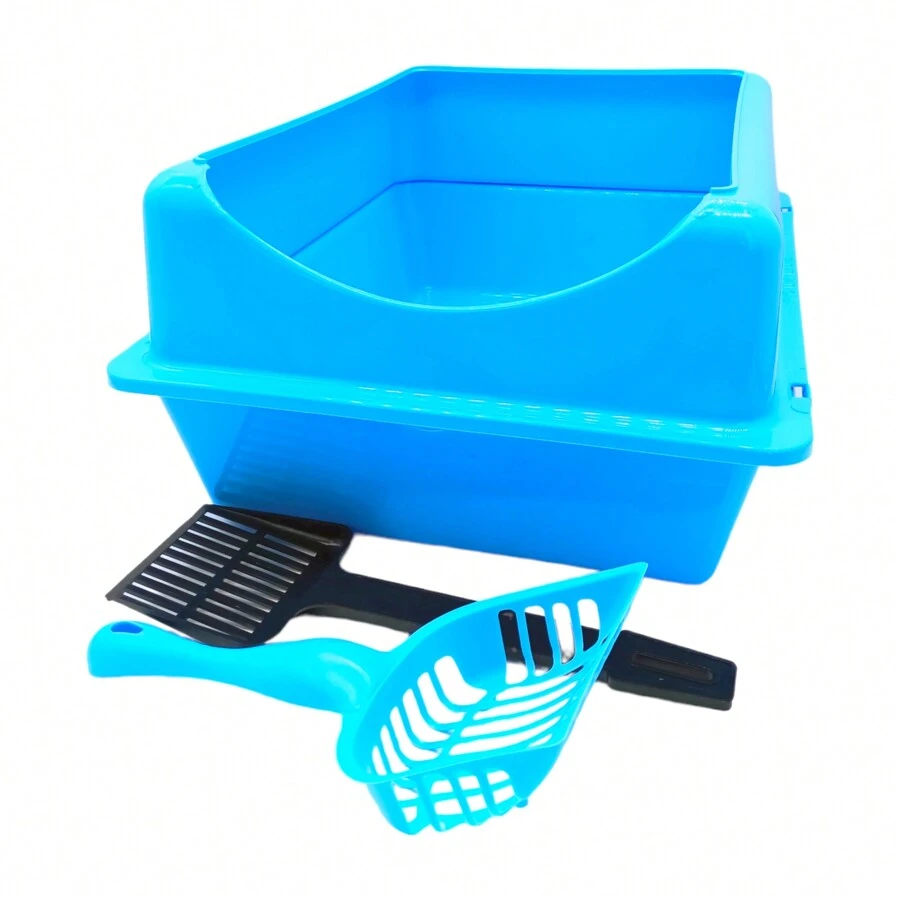 Arenero Grande Para Gato Con Extensión + Palitas - Azul - Ver 1