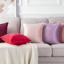 2pcs Nordic Style Solid Color Fleece Ruffle Pillow Covers (Pillow Insert Not Included), Square Decorative Cushion Covers, Soft & Comfortable Linen-Like Fabric, Modern Decor For Sofa, Home, Bedroom, Dorm - Pink - View 7