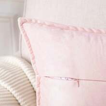 2pcs Nordic Style Solid Color Fleece Ruffle Pillow Covers (Pillow Insert Not Included), Square Decorative Cushion Covers, Soft & Comfortable Linen-Like Fabric, Modern Decor For Sofa, Home, Bedroom, Dorm - Pink - View 5