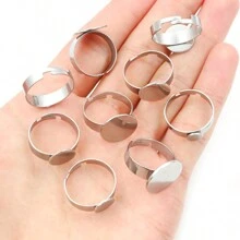 10 件 6-15 毫米 304 不锈钢戒指镶嵌空白底座适合 8-15 毫米玻璃凸圆形宝石 DIY 珠宝制作配件 - Ring blank base - 查看 4