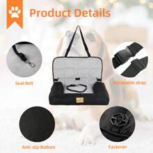 BingoPaw Large Soft Travel Dog Bed Washable Pet Puppy Car Seat Cushion Comfort Protector