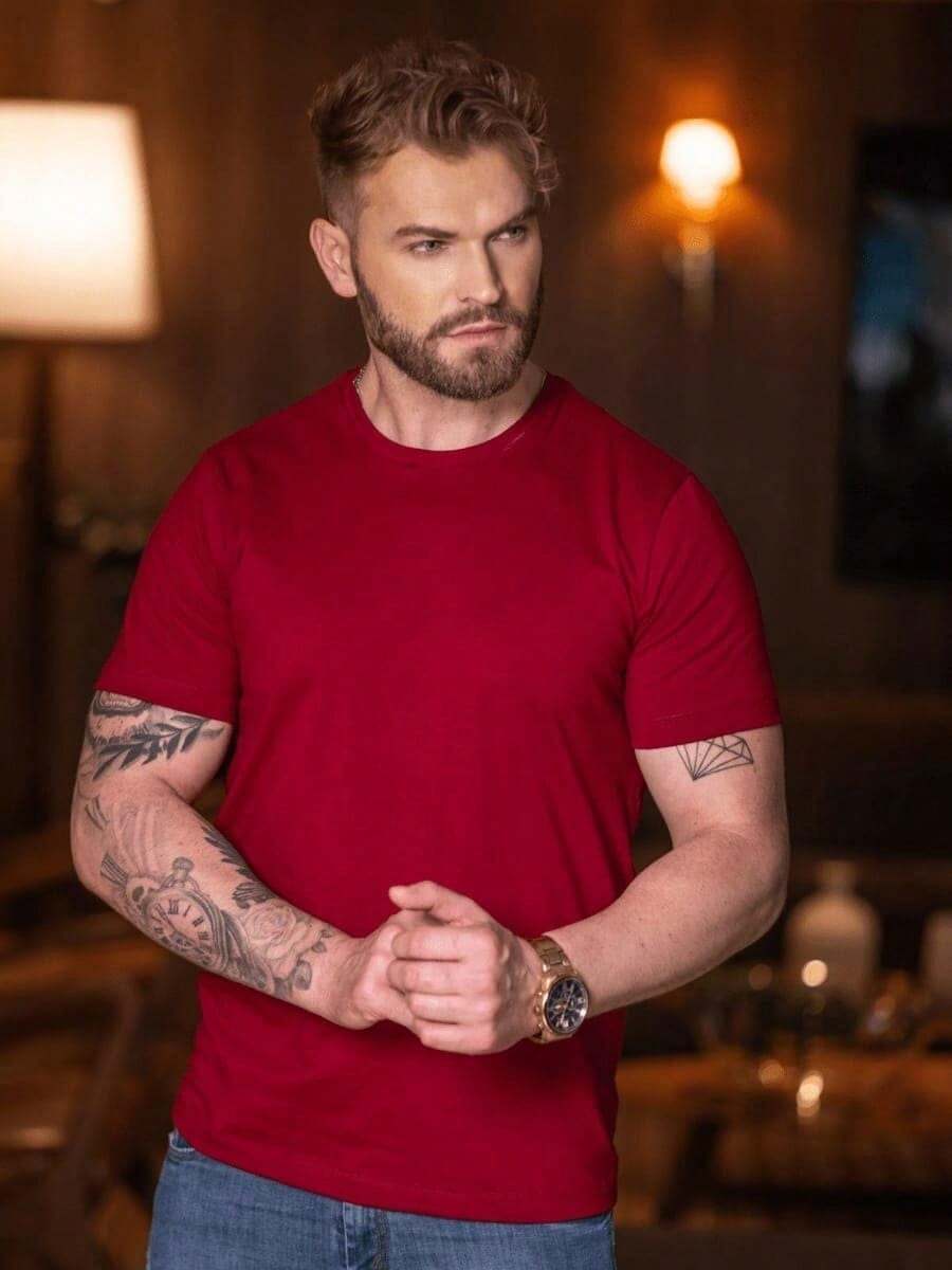 Beautiful Basic Sweatshirt And Shorts Set - 紅色 - 查看 1