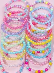 20pcs/Set Colorful Beaded Bracelets For Girls, Suitable For Parties, Holidays And Birthday Gifts