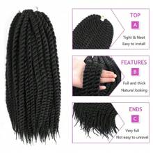 6 Packs Crochet Twisted Braids 14/18 Inch Havana Twisted Crochet Braids Jumbo Senegalese Crochet Braids Pre-Looped Knotless Crochet Braids For Women, Halloween - Black - View 3