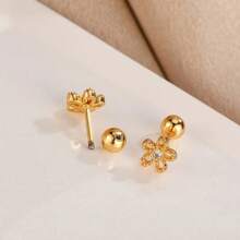 Phẫu thuật Thép không gỉ 16G Sụn Bông tai Bông Xoắn ốc Sofa Vòng Qua Bịt Tai Opal Bông Tai Sáng Bóng - Vàng - Xem 4