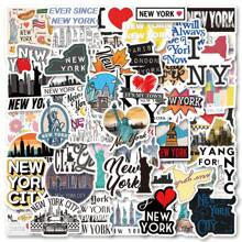 60 piezas Nuevas pegatinas de Nueva York, pegatinas decorativas de estética de grafiti de la ciudad de Nueva York, pegatinas de vinilo impermeables para computadora, botella de agua, equipaje, portátil, teléfono, cuaderno