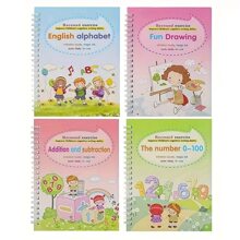 4pcs Reusable Magic Handwriting Workbook, Preschool Groove Calligraphy Practice Books, Trace Writing Pads (4 Books), Christmas Gift Back To School - Multicolor - View 6