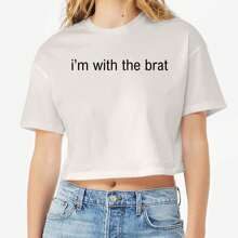 Nearly There With The Women Black Graphic Ladies Cotton Crop Top T-Shirt