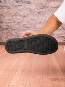 Men's Thermal Lined Slippers, Black, , Comfortable, Non-Slip, Couple Slippers