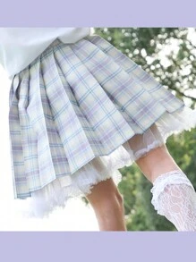 1pc Women's White Cloud Soft Tulle Skirt, Lolita Style 38CM Daily Casual Petticoat, Summer Lolita Short Candy Floss Puff Skirt Lining - White - View 4