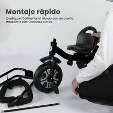 Triciclo Cochecito Para Bebé Con Música Y Luces - Gris - Ver 8