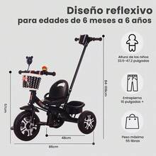 Triciclo Cochecito Para Bebé Con Música Y Luces - Gris - Ver 7