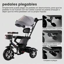 Triciclo Cochecito Para Bebé Con Música Y Luces - Gris - Ver 6