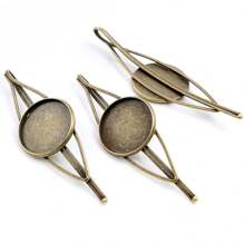 5pcs Copper Material Hairpin Hair Clips Blank Base Setting Fit 20mm Cabochon Cameo DIY Jewelry Making Accessories - Hairpin Base - View 6