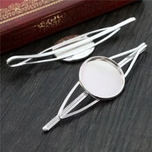 5pcs Copper Material Hairpin Hair Clips Blank Base Setting Fit 20mm Cabochon Cameo DIY Jewelry Making Accessories - Hairpin Base - View 3