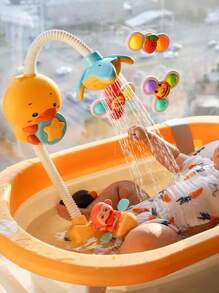 1pc Baby Bath Shower Toy, Electric Duck Sprinkler With Waterproof Function, Battery Operated Water Spray Toy With Suction Cup For Bathtub Play