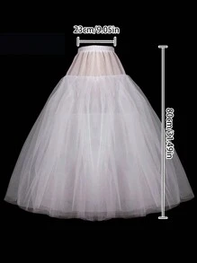 1pc White Wedding Dress, 2-Layer Tulle Puffy Waist Tied Crinoline Petticoat, Cotton Candy Crinoline, Puff Skirt, Lining, Bridal Gown Crinoline Slip Knee-Length
