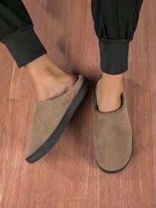 Men's Thermal Lined Slippers, Black, , Comfortable, Non-Slip, Couple Slippers