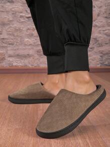 Men's Thermal Lined Slippers, Black, , Comfortable, Non-Slip, Couple Slippers