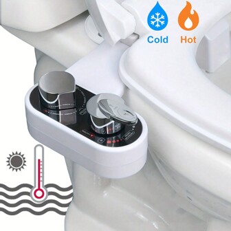 Hot And Cold Bidet Attachment For Toilet, Ultra-Slim Bidet Attachment Warm Water, Non-Electric Adjustable Pressure Self Cleaning Sprayer Nozzle Control For Posterior, Feminine Wash, Easy To Install