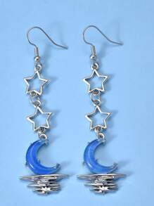 1 Pair Fashion Multicolor Star, Moon & Astronaut Drop Earrings, Suitable For Valentine'S Day, Couples & Friends, Daily Wear For Women