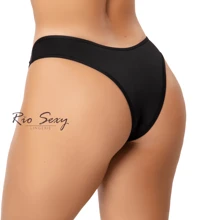 Kit 5 Comfort Panties, Basic Thong, Kit In The Same Color, Polyester Microfiber Panties Direct From The Factory. - 黑色 - 查看 3