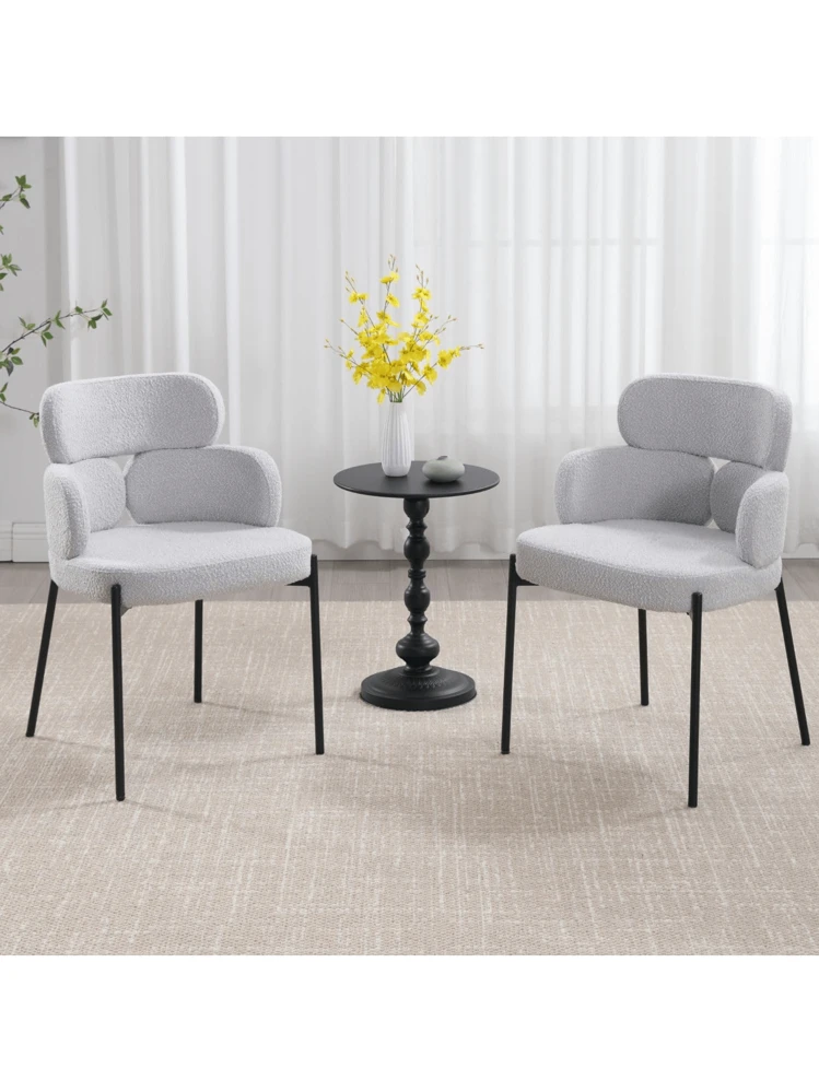 Chairus Set Di 2 Sedie Girevoli Da Cucina In Tessuto Ciniglia – Poltrone Imbottite Con Schienale Scavato E Gambe In Metallo (Grigio)