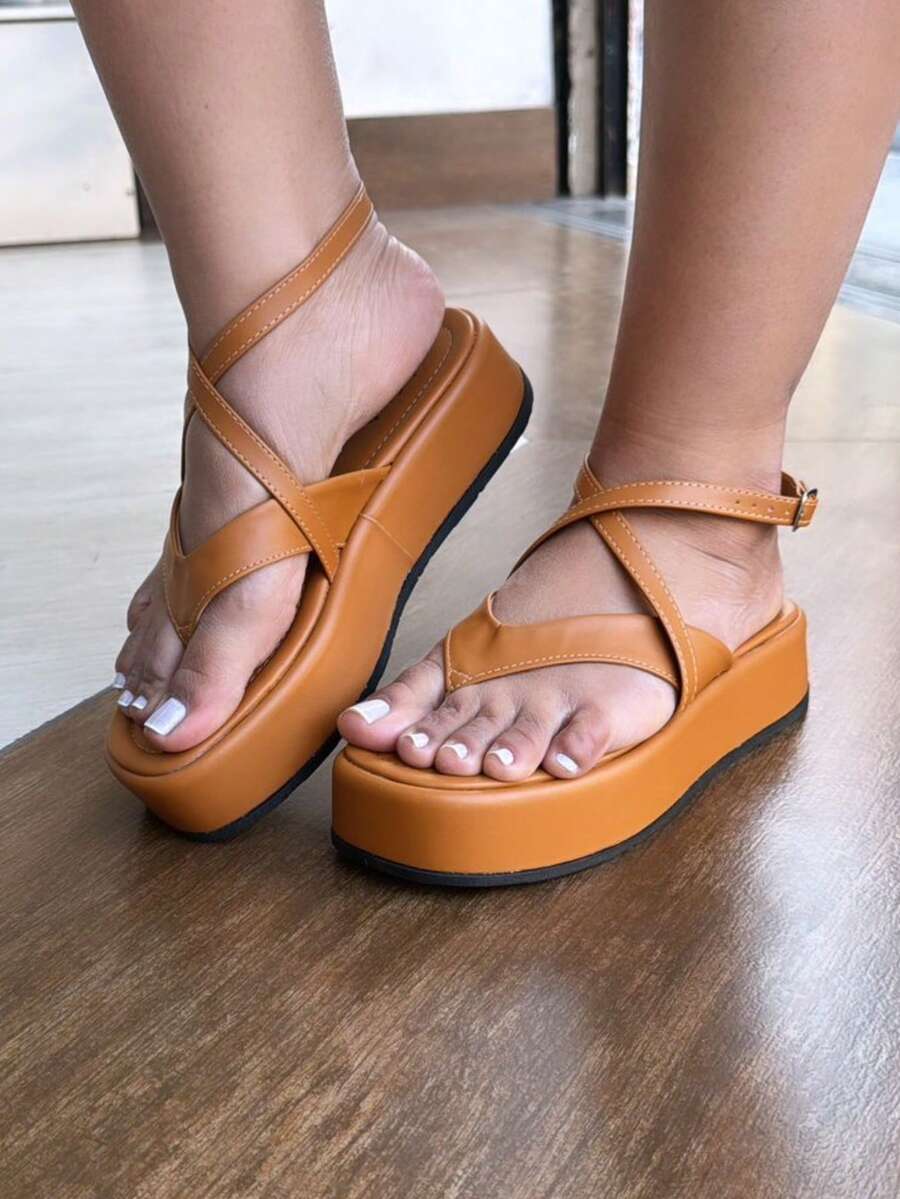 Flatform Lacing Clog - 駝色 - 查看 1