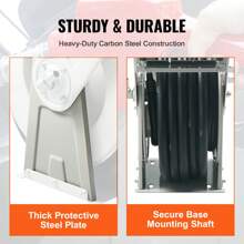 Fuel Hose Reel, 1" X 33', Extra Long Retractable Hose Reel, Heavy-Duty Carbon Steel Construction With Automatic Fuel Nozzle, NBR Rubber Hose For Aircraft Ship Vehicle Tank Truck, 300 PSI - Multicolor - View 6